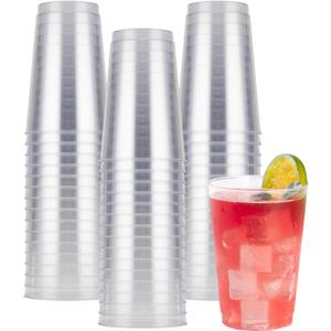 Goodluck 50PCS 12oz Clear Plastic Cups for Party, Disposable Clear Plastic Cups, Cocktail Glasses for Wedding Thanksgiving, Christmas, and Parties