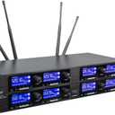 Wireless Microphone System UHF 8 Channel Lavalier Mic Bodypacks Lapel Mic 8 Headsets for Karaoke System Church Speaking Conference Meeting Classroom Wedding Party Meeting School