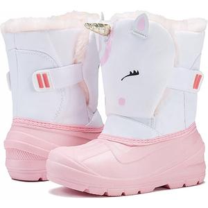 Toddler Snow Boots Little Girl Boy Insulated Winter Boots WaterProof Cold Weather Warm Lightweight Kids Walking Boots White Pink shoes size 10