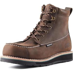 Golden Retriever 6'' Work Boots for Men, Full Grain/Crazy Horse Leather, Composite/Soft Moc Toe, Waterproof EH Safety Boots, Coolmax Insole Work Boots, Oil & Slip Resistant Wedge Outsole G6155-G6355 (Brown, Men's 14 Wide)