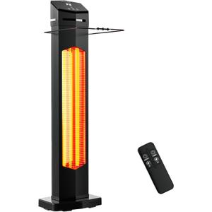 1500W Electric Patio Heater, 36inch Infrared Heater with Remote, IPX5 Waterproof Infrared Tower Space Heater, 2 Heat Levels, 12H Timers, Tip-Over & Overheat Protection for Garage, Indoor, Home