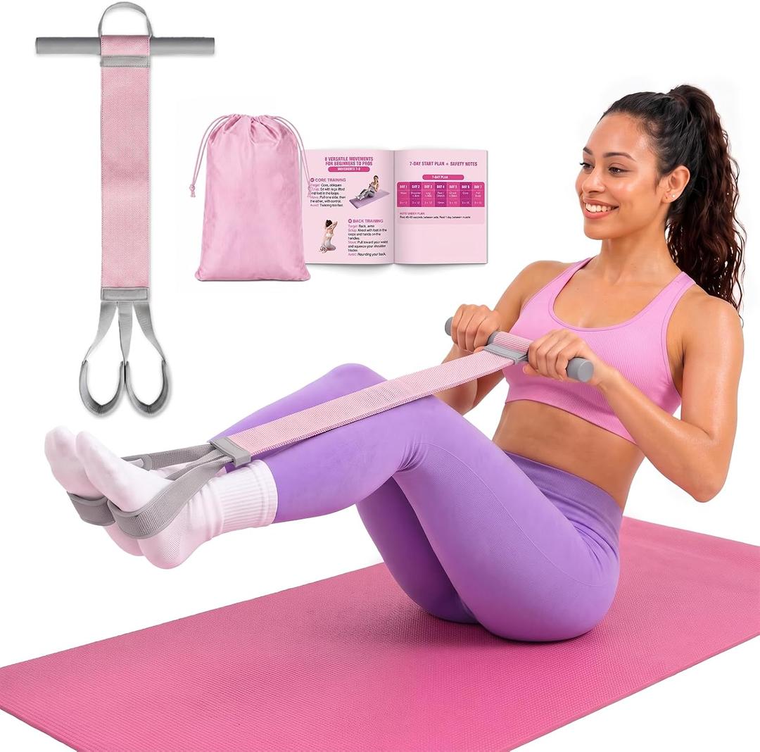 Daximo Multifunction Pedal Resistance Band with Handle, Break-Resistant High-Resilience Fabric Foot Pedal Resistance Band, Waist & Abs Full-Body Workout Band for Moms, Beginners & Home Fitness