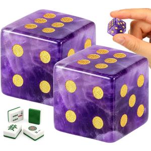 2 Pcs Mahjong Crystal Dice 17mm Crystal D6 Dice Set Spiritual Decor Polished Energy Stone Mahjong Sieve Accessories for Tabletop Game Board Games Casino, Craps