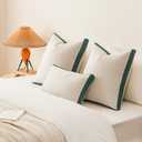 a moment Christmas Dark Green Loop Yarn Linen-Like Pillow Cover Natural Soft Decorative Throw Pillow Case Farmhouse 18x18 Inch, Textured Cushion Cover for Sofa Bed, Wrinkle-Resistant Home Decor