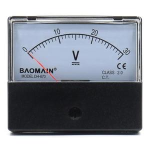 Baomain Voltmeter DH-670 DC 0-30V Rectangular Class 2.0 Analog Panel Volt Voltage Meter