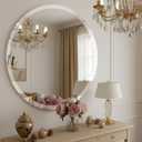 Frameless Round Mirror 30 Inch, Round Mirror with 1 inch Beveled Edge, Beveled Bathroom Mirrors for Vanity, Living Room, Entryways