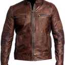 DECIMAL Men's Black & BROWN Genuine Lambskin Leather Biker Jacket VINTAGE REAL MOTORCYCLE JACKETS FOR MEN (X-Large, Distressed Brown)