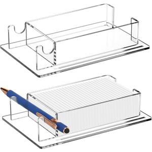 2 Pack 3.15 x 5.15 x 1.35 Acrylic Index Card Holder for Desk Clear Small Postcard Storage Business Name Card Organizer Display Rack Stand for Office Reception Classroom