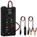 AUTDER Car Battery Tester and Alternator Tester 12V/24V with LCD Display and LED Indication Automotive Battery Voltage Meter for Cars Trucks Motorcycles (Black)