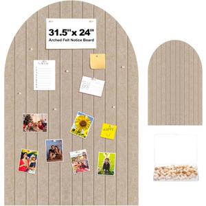 31.5 X24 Inch Large Arch Felt Bulletin Board with 50 Wooden Pushpins Decorative Picture Framed Display Board Felt Tile Wall Organizer for School Home Office Boho Wall Decor(Dark Camel)