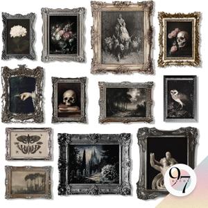 97 Decor Dark Academia Wall Art Prints - Gothic Bedroom Decor, Vintage Goth Posters For Room Aesthetic, Halloween Witchy Prints Moody Goth Room Decor Emo Home Decorations (unframed) (Gx8x10)