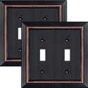 Metal Wall Plate for Electrical Outlets, Decorative Aged Bronze Switch Plates Outlet Cover, Light Switch Cover Plate, 2-Gang Wall Plates (Double Toggle, 2 Pack)