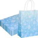 W WINTMING 12 Pcs Snowflake Gift Bags Snowflake Paper Goodie Bags Bulk Frozen Party Favor Bags with Handles for Birthday Christmas Winter Wonderland