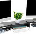 Mind Reader Dual Monitor Stand, Desktop Organizer, Laptop Riser, Office, MDF, 51.25"L x 9.25"W x 4.75"H, Black