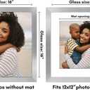 Americanflat 16x16 Picture Frame with Polished Plexiglass - Use as 12x12 Frame with Mat or Display 16x16 Photo Without Mat - Hudson Collection - Wide Square Frames for Wall Display - Silver