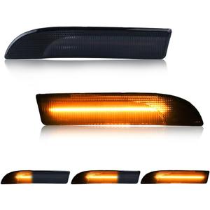 LED Front Turn Signal Light Compatible with Porsche Panamera 970 2009 2010 2011 2012 2013 2014 2015 2016, [DOT] [IP67 Waterproof] Amber Sequential Turn Signal Marker Light, 2 PCS, Smoked Lens
