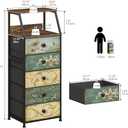 Tohomeor Nightstand with Fabric Drawers Dresser with 2 Tier Shelf Storage Tower for Bedroom Hallway Entryway Closet Organizer Sofa Beside Table Furniture (Multi, 5 Drawers)