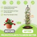 100% Metal Obelisk Trellis for Climbing Plants Outdoor - Heavy Duty Stone Coated Steel Garden Arch Trellis - Tall Sturdy Rustproof Vertical Plant Support for Climbing Vine Vegetables Flowers