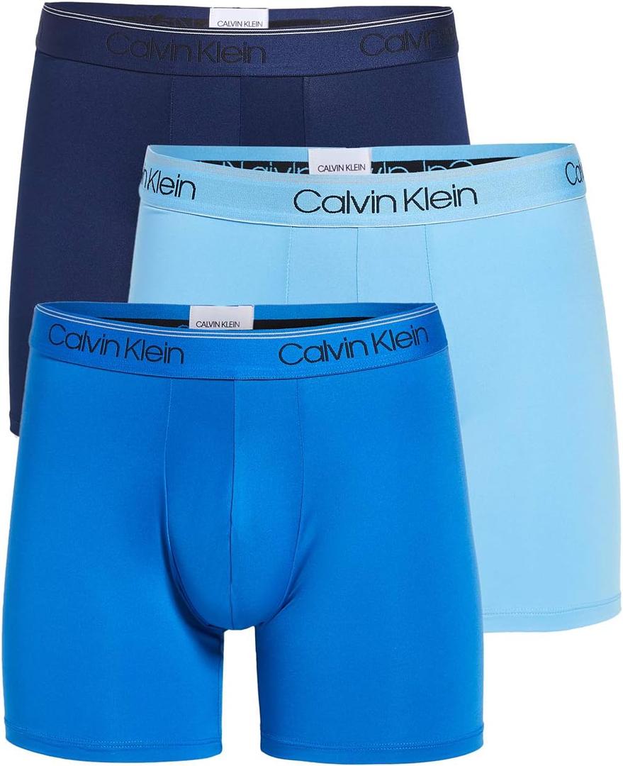 Calvin Klein Men's Micro Stretch 3-pack Boxer Brief (Blue, L)