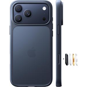 TORRAS Stronger Magnetic & Shockproof for iPhone 17 Pro Max Case, Military Grade Drop Protection, Camera Control, DIY Button, Slim for iPhone 17 Pro Max Case Translucent Matte Black