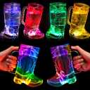 Sieral 6 Pcs Large Cowboy Boot Cups Light Up 16 oz LED Plastic Cowboy Shot Glasses Cowgirl Drink Mugs with Handle for Rodeo Birthday Party Western Theme Wedding Supplies