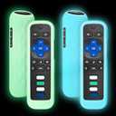 for Roku-Remote-Cover,Compatible with All Roku TV Remote Glow in The Dark Silicone Protective Case Blue and Green 2-Pack