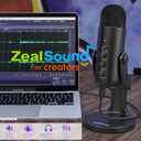 ZealSound Podcast Microphone for PC, Noise Cancellation USB Mic with Gain, Volume Adjustment & Mute Button, Monitoring & Echo, for YouTube, TikTok, Podcasting, Streaming, iPhone, iPad, Android, Mac