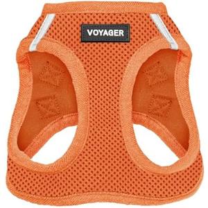 Best Pet Supplies Voyager Step-in Air Dog Harness - All Weather Mesh, Reflective, No Pull Harness for Small, Medium Dogs, Cats - Secure with Hook & Loop Fastener, Buckle, Double D-Rings - Orange, M