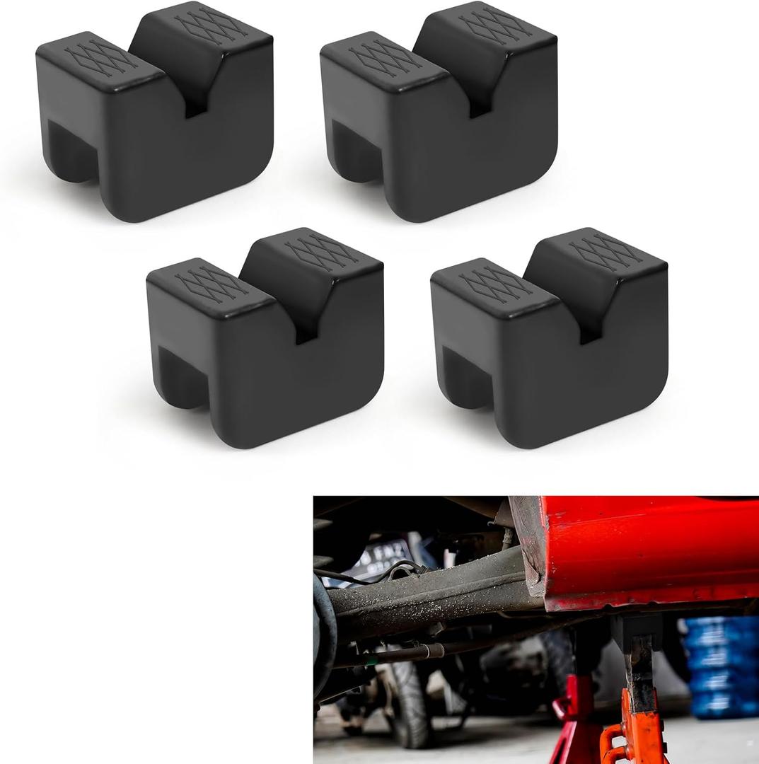 4PCS Car Jack Stand Pads, 3 Ton Rubber Jack Pad Adapter for Jack Stands, Universal Rubber Slotted Frame Rail Pinch Welds Protector, Heavy Duty Jack Pad Car Accessories