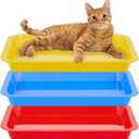 Tessco for you 3 Pcs Open Small Kitten Litter Box Rabbit Pan Waterproof Plastic Litter Tray Travel Toilet for Cats Bunny Guinea Pig Small Pet, Easy Clean(Classic Color,17.3 x 13.6 x 1.6 Inch)