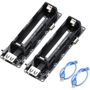 2Pcs 1865O Battery Holder Li-ion Battery with Single Compartment Support USB 5V/2A 3V/1A V3 Battery Shield Charging Module with USB to MicroUSB Charging Cable