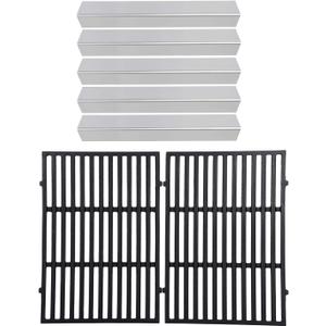 GasSaf 15.3 inch Flavorizer Bars and 17.5 inch Grill Grates Replacement for Weber 7636 7638, Spirit 300 Series E310 E320 E330 S310 S320 S330 Gas Grills with Front Control Knob (2013-2017)