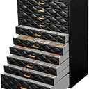 FEIYAN Extra Large Jewelery Box, 10-Layer Storage Case, Faux Leather Organizer with Drawers, Velvet Lining, Scandinavian Nordic Style (BLACK)