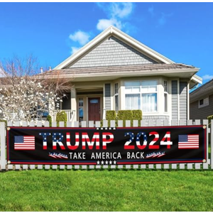 Trump 2024 Banner 120"" x 20"" Decorations Take America Back Yard,Flag 60x35  2 Pcs