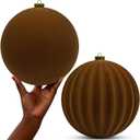 LANGXUN 2 Pcs 8 Inch Extra Large Velvet Christmas Ball Ornaments - Shatterproof Hanging Christmas Tree Decorations for Xmas Holiday Party Wedding Home Decor (Coffee Brown)