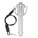 1 Pc Stainless Steel Ring Handle Locking Pin Ball Lock pins Quick Release pin with Button Locating pins Safety pins Dowels w/ Reinforced Lanyard (Dia.:1/2, 2in)