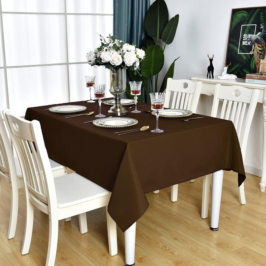 Brown Rectangle Tablecloth Waterproof Stain Resistant Wrinkle Free Table Cloth 210GSM Polyester Wipeable Table Cover for Party, Banquet, Indoor and Outdoor-Rectangular/Oblong, 60 x 84 inch