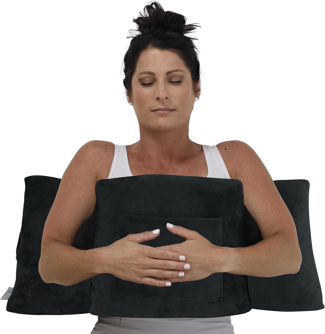 Zomaple Mastectomy Pillow - Post Surgery Pillow, Mastectomy Recovery Must Haves, Breast for After Heart Surgery, Reduction & Augmentation Patients Sleeping, Recovery Seatbelt Protection-Surgery Gift (Black Pillow Only)