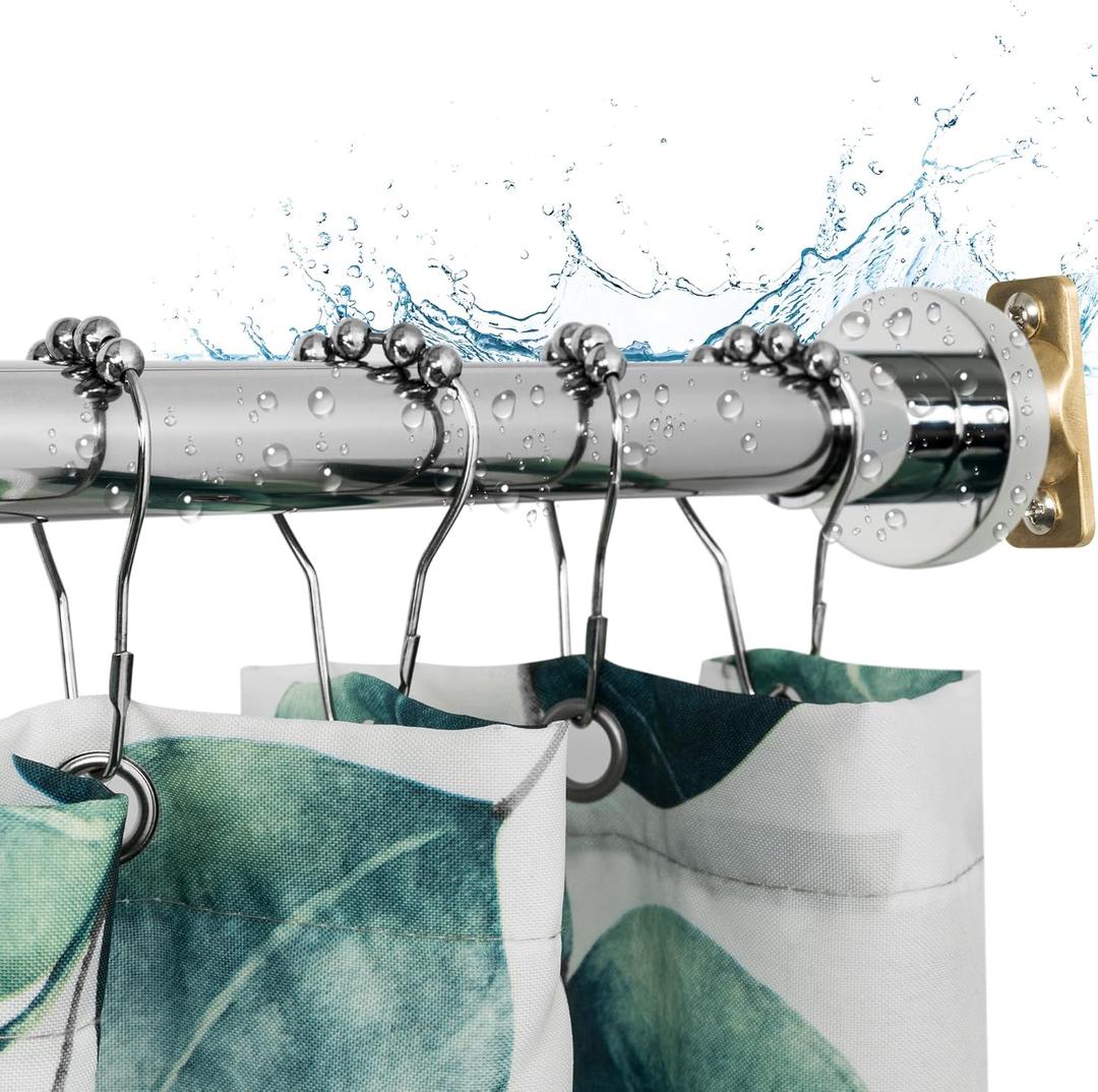 Artiwell Heavy Duty Shower Rod, Adjustable Shower Curtain Rod, Expandable 47-84 Inch, Permanent Mount Shower Rod, Never Rust Stainless Steel For Window Curtain and Closet, Chrome Plated