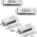 Onarway Magnetic Door Catch 40 lbs Pull Strong Magnet Cabinet Latches Magnetic Hardware Stainless Steel Chrome Door Closer for Bathroom Kitchen Sliding Door Window Cupboard (4 Pack-Strength 20KG) (Silver)