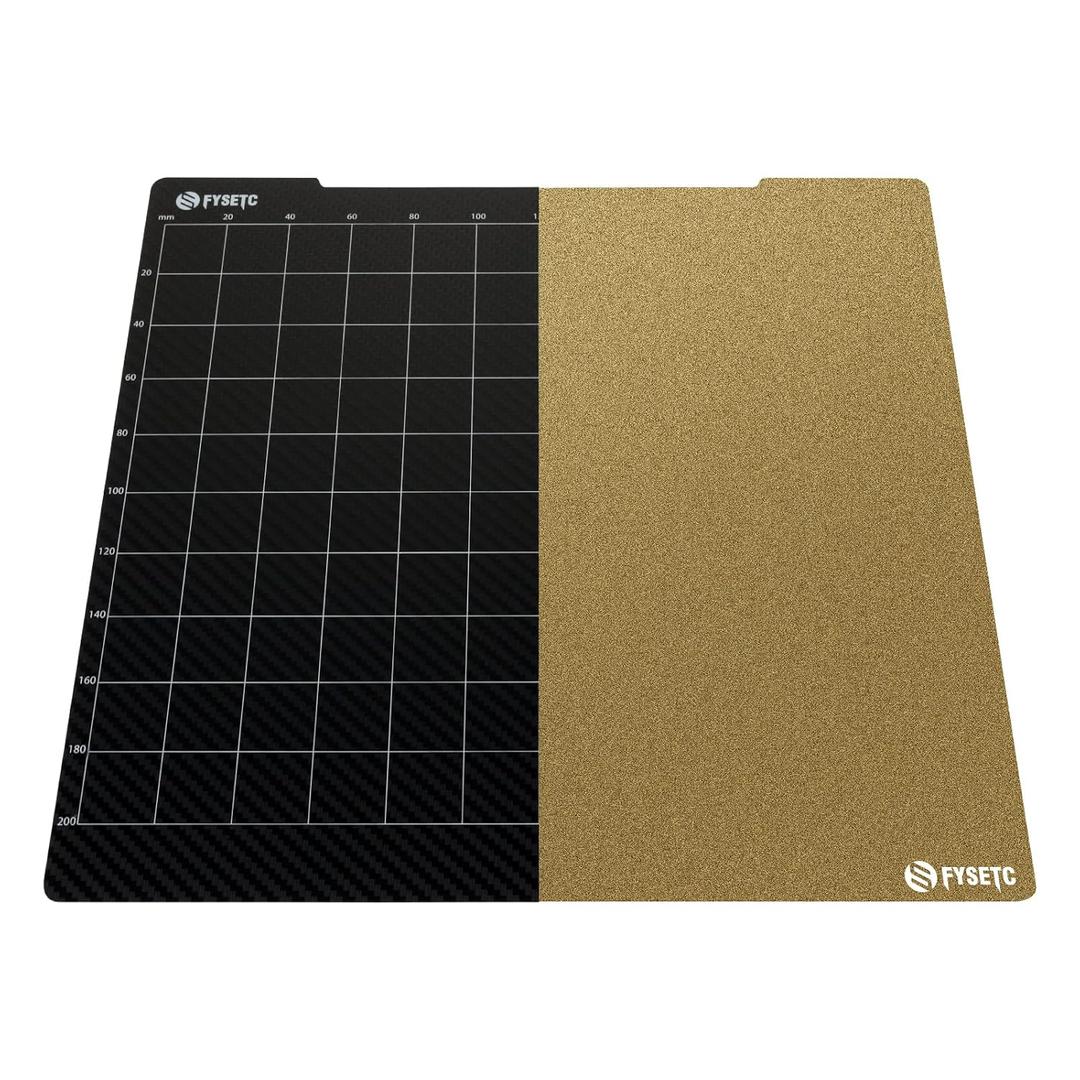 FYSETC Prusa Build Plate MK52 MK3S+ MK4 Spring Steel Surface: Textured PEI - PET-CF Double-Sided Flexible PEI Sheet 253.8x241mm Hot Bed Cover for Filament PLA ABS for MK2 MK2.5 MK3 MK3S 3D Printer