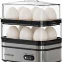 Evoloop Rapid Egg Cooker Electric 12 Eggs Capacity, Soft, Medium, Hard Boiled, Poached, Omelet Maker Egg Poacher & Vegetable Steamer, BPA Free Tray