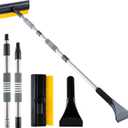 53'' Extendable Retractable Snow Brush & Ice Scraper for Cars/SUVs/Trucks - 360 Rotating Detachable Head, 10" Scratch-Free Squeegee, Ergonomic Foam Handle Winter Cleaning Tool (yellow&black)
