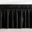 Vocander Wrap Around Black Twin Size Bed Skirt 14 Inch Drop, Elastic Dust Ruffle Easy to Put On, Solid Bedskirt Polyester Fabric Machine Washable Dryable and Ironable