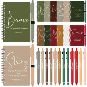 Kosiz 48 Sets Christian Gifts Bulk Inspirational Prayer Journals with Pens Gifts for Mother's Day A6 Spiral Bible Notebook Religious Gift for Women Men Church Members Bible Study Groups (Retro Color)