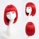 Short Red Bob Wig with Bangs Straight Bob Wigs for Women Natural Looking Dark Red Synthetic Hair Heat Resistant Fiber Colorful Wig for Daily Party Cosplay (10 inch)