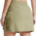 MAGCOMSEN Women's Hiking Cargo Skort High Waisted Tennis Golf Skirt 4 Pockets Summer Casual Athletic Skirt with Liner (L)