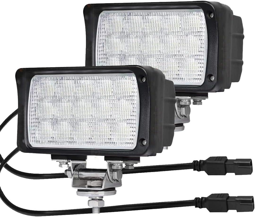 2Pack 6.3 Inch LED Work Lights,45W 5500LM Super Bright Flood Lights, 12V/24V Waterproof Offroad Fog Light Pods for Trucks, Tractors, ATV, UTV, Boat, Heavy Equipment with DT Connector