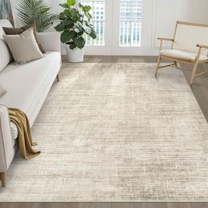 5x7 Area Rugs Living Room: Washable Large Neutral Beige Rug Abstract Soft Modern Stain Resistant Indoor Floor Non-Slip Carpet for Bedroom Nursery Kids Office Playroom Dining Room Under Table Home