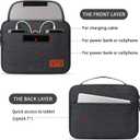 HOLIMET Cable Organiser Bag,Electronic Accessories Bag Double Layer for Travel Waterproof Cord Storage Organizer Bag for iPad, Kindle, Hard Drives, Cables, Chargers,Power Bank and More (Black)